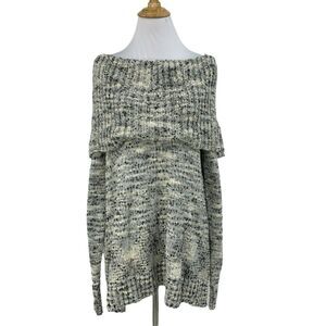 By Design Marilyn Neck Sweater Womens XL Extra Large Marled Knit Side Lace Up